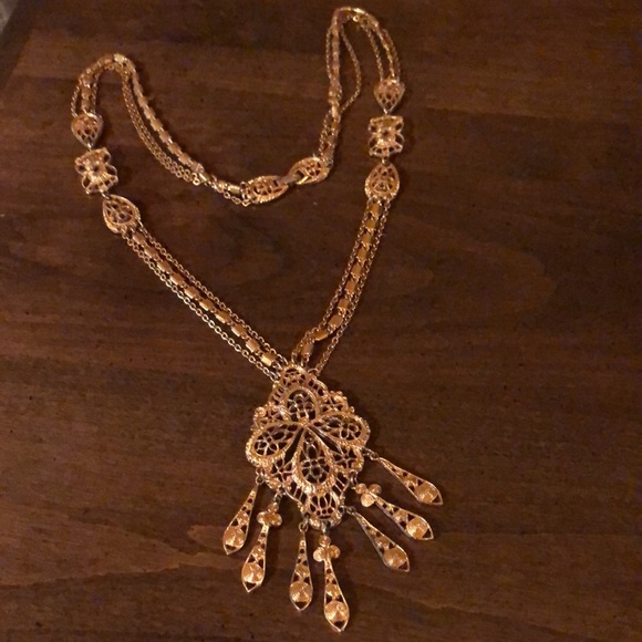 Monet Vintage Filigree Multi Chain Statement Necklace - Picture 1 of 16